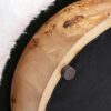 Tilly - Round Fur Upholstered / Burl Pouf Ottoman - White - Image 4