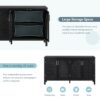 Large Storage Space Sideboard With Artificial Rattan Door And Metal Handles For Living Room And Entryway - Black - Image 8