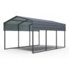 10 X 15 Ft Carport, Outdoor Carport, Heavy Duty Carport Canopy With Galvanized Steel Roof And Frame, Metal Carport Large Garage For Driveway Car, Truck - Charcoal - Image 4