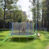 14Ft Trampoline With Slide And Swings, Astm Approved Large Recreational Trampoline With Basketball Hoop And Ladder, Outdoor Backyard Trampoline With Net, Capacity For Kids And Adults - Green / Blue - Image 6