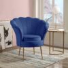 Angelina - Velvet Scalloped Back Barrel Accent Chair With Metal Legs - Blue - Image 5