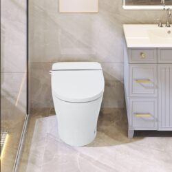 Smart Toilet Bidet Combo With Self-Cleaning Nozzle, Upmarket Compact Dual Flush Toilet 1 / 1.28 Gpf, Tank Less Toilet With Foot Sensor Flush - White Night Light