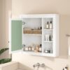 Bathroom Medicine Cabinet With Mirror, Wall Mounted Mirror Cabinet With Storage Organizer, Over The Toilet Storage White Storage Cabinet For Bathroom - White - Image 2