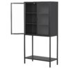 Heavy Duty Metal Storage Cabinet, Sideboards & Buffet, Display Storage Cabinet With Glass Doors And 2 Adjustable Shelves, Tall Bookcase Modern Bookshelf Cabinet For Home Office, Living Room - Black - Image 15