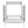 Queen Size Murphy Wall Bed With Shelves And LED Lights - White - Image 4