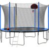 15Ft Trampoline With Basketball Hoop Inflator And Ladder (Inner Safety Enclosure) - Blue - Image 18