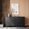 Accent Cabinet 4 Door Wooden Cabinet Sideboard Buffet Server Cabinet Storage Cabinet, For Living Room, Entryway, Hallway, Office, Kitchen And Dining Room - Matte Black - Image 4
