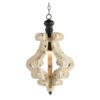 Farmhouse Chandeliar Distressed Pendant French Country Wood Chandelier For Living Room Foyer, Bulb Not Included - Antique Cream - Image 3