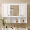 Wall Mounted Bathroom Medicine Cabinet, Modern Bathroom Wall Cabinet With Mirror, Mirror Cabinet With Open Shelves - White - Image 21