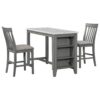 3-Piece Counter Height Dining Table Set With Built-In Storage Shelves, One Faux Marble Top Dining Table And 2 Counter Chairs With Footrest - Gray - Image 19