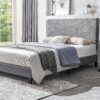 Queen Size Upholstered Platform Bed Frame, Wood Slat Support - Gray - Image 2