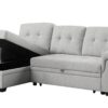 Hunter - Linen Reversible Sleeper Sectional Sofa With Storage Chaise - Light Gray - Image 4