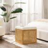 Nina - Cane Webbing Cube Ottoman - White - Image 5