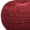 Grafton - Velvet Round Pouf - Maroon - Image 3