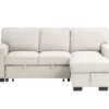 Estelle - Fabric Reversible Sleeper Sectional With Storage Chaise Drop-Down Table 2 Cup Holders And 2 USB Ports - Beige - Image 2