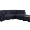 Joshua - Woven Fabric Sectional Sofa With Right Facing Chaise and Console Ottoman - Dark Gray - Image 3
