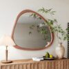 Asymmetrical Wall Mirror Wooden Framed Mirror Large Sized Dressing Mirror, For Living Room, Bedroom, Bathroom, Hallway Or Entry Way - Natural Wood - Image 3
