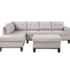Hilo - Fabric Reversible Sectional Sofa With Dropdown Armrest, Cupholder, And Storage Ottoman - Light Gray - Image 3