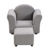 Kids Recliner Chair, Kids Upholstered Couch With Ottoman - Gray - Image 10