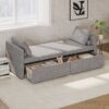 Modern Upholstered Chaise Lounger Daybed Small Single Daybed With 2 Drawers, No Mattress Needed, Perfect For Living Rooms & Home Office, Linen Fabric - Gray - Image 4