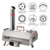 Stainless Steel Pizza Oven Outdoor 12" Automatic Rotatable Pizza Ovens, Portable Wood Fired Pizza Oven Pizza Maker With Timer, Built-In Thermometer, Pizza Cutter & Carry Bag - Silver - Image 12