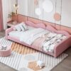 Twin Size Upholstered Daybed, Sherpa Fabric Sofabed With Cloud-Shaped Backrest, No Box - Spring Needed - Pink - Image 14