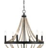 Starry - Chandelier Farmhouse Six Candle Light Wood Beaded Pendant Light For Dining Room - Black / Clear - Image 3
