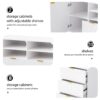 4 Piece Entertainment Wall Unit With 13 Shelves, 8 Drawers And 2 Cabinets, Multifunctional TV Stand Media Storage Cabinet With Fluted Line Surface For Living Room, For TVs Up To 70" - White - Image 7
