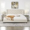 Manhattan - King Shelter Platform Bed Frame - Light Beige - Image 10