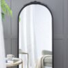 Hand Carved Rose Antique Mirror Frame, Large Arch Mirror Wall Decor For Living Room, Bathroom, Entryway - Black - Image 12