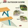 Outsunny - Kids Picnic Table Set With Wooden Table, Outdoor Bench Set With Seating For 4 Kids Ages 3-8 Years Old For Patio Garden, Easy Installation, Outdoor Indoor Use - Natural Wood - Image 7