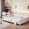 Full Size Upholstered Daybed, Sherpa Fabric Sofabed With Cloud-Shaped Backrest, No Box - Spring Needed - White - Image 10