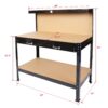 Steel Workbench Tool Storage Work Bench Workshop Tools Table With Drawer And Peg Board - Black / Light Brown - Image 6