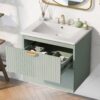 Modern Wall-Mounted Bathroom Vanity With 2 Drawers, Ideal For Small Bathrooms - Green - Image 3