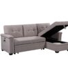 Ashlyn - Reversible Sleeper Sectional Sofa With Storage Chaise, USB Charging Ports And Pocket - Light Gray - Image 2