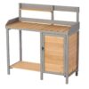Outdoor Potting - Bench, Workstation Table With Cabinet For Backyard Garden Supplies - Brown / Gray - Image 9