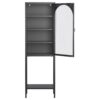Metal Glass Door Display Storage Cabinet, 5 Tier Cube Bookshelf Storage Cabinet With 3 Adjustable Shelves For Kitchen, Dining Room, Living Room, Bathroom, Home Office - Black - Image 14