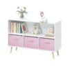 Kids Bookcase With Collapsible Fabric Drawers, Children's Book Display, Toy Storage Cabinet Organizer - White / Pink - Image 15