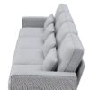 4 Seater Modern Linen Sofa With Armrest Pockets And 4 Pillows, Minimalist Style Couch - Light Gray - Image 7
