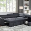 Haris - Fabric Sleeper Sofa Sectional With Adjustable Headrest And Storage Ottoman - Dark Gray - Image 3