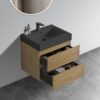 Alice - U090-Alice24W-106 Natural Oak Bathroom Vanity With Sink, Large Storage Wall Mounted Floating Bathroom Vanity For Modern Bathroom, One-Piece Black Sink Basin Without Drain - Light Oak - Image 3