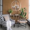 9 Light Globe Chandelier, Wood Chandelier Hanging Light Fixture With Adjustable Chain For Kitchen, Bulb Not Included - Brown - Image 4