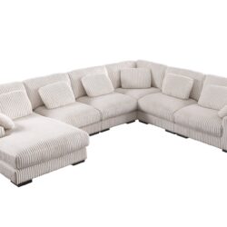 Nadine - Beige Corduroy Corner Sectional Sofa With Left Facing Chaise