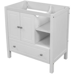 Bathroom Vanity Base Only, Solid Wood Frame, Bathroom Storage Cabinet With Doors And Drawers - White