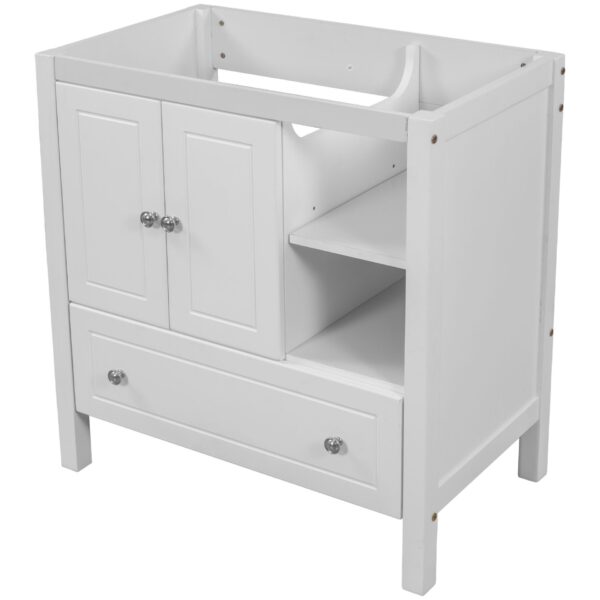Bathroom Vanity Base Only, Solid Wood Frame, Bathroom Storage Cabinet With Doors And Drawers - White