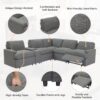 Power Recliner Corner Sofa Home Theater Reclining Sofa Sectional Couches With Storage Box, Cup Holders, USB Ports And Power Socket For Living Room - Dark Gray - Image 7