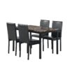 5 Piece Dinning Set With Faux Marble Top, Table & 4 Chairs - Black - Image 4