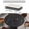 Modern Artificial Stone Round Carbon Steel Base Dining Table, Can Accommodate 6 People - Black / Gold - Image 5