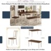 6 Piece Dining Set Classic Wooden Table And 4 Chairs With Bench For Kitchen Dining Room - Brown / Cottage White - Image 4