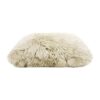 Astrid - Square New Zealand Sheepskin Accent Throw Pillow Cover With Feather Insert - Taupe / Natural - Image 2